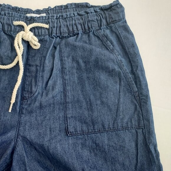 Loft Wide Leg Pull On Drawstring Denim Pants Size Large - Picture 9 of 13